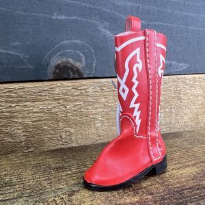 Red Cowboy Boot Western Keychain Keyring 4"